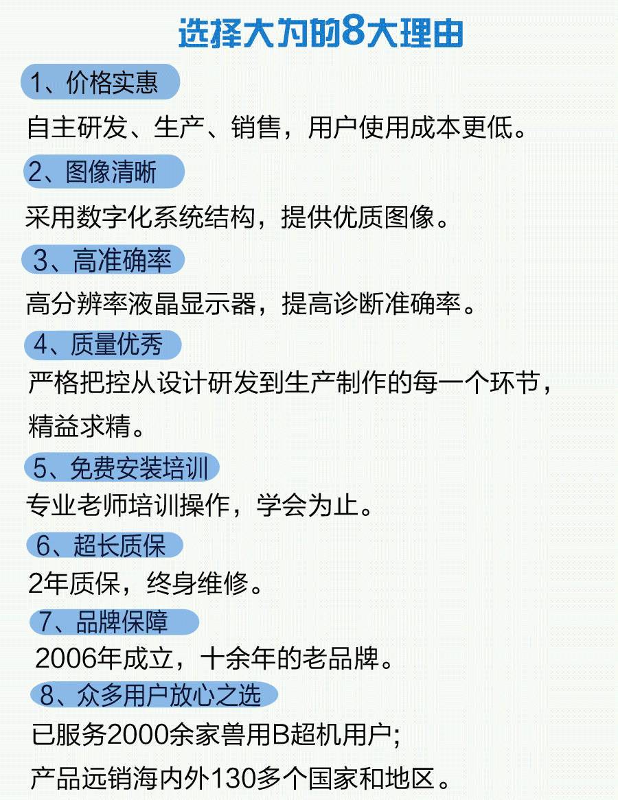 選擇大為P6便攜獸用B超機(jī)的理由